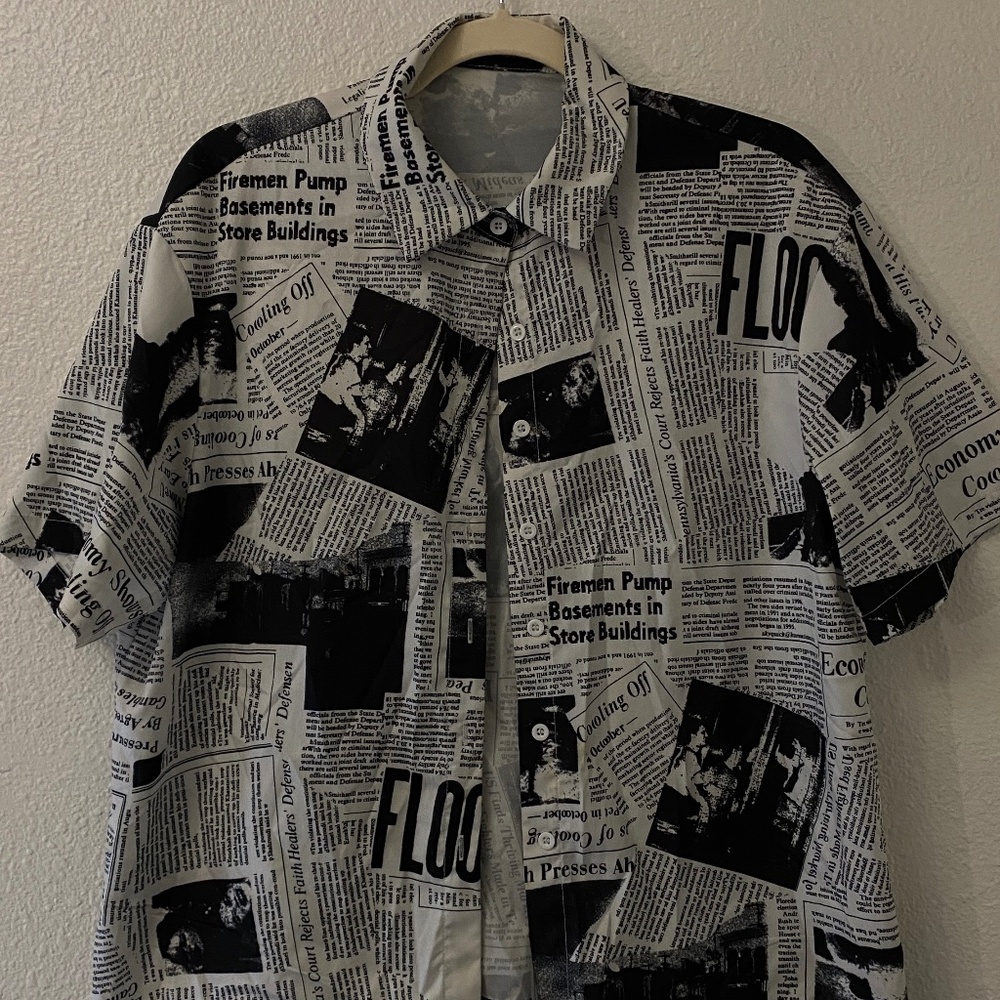 Newspaper Button Up Shirt